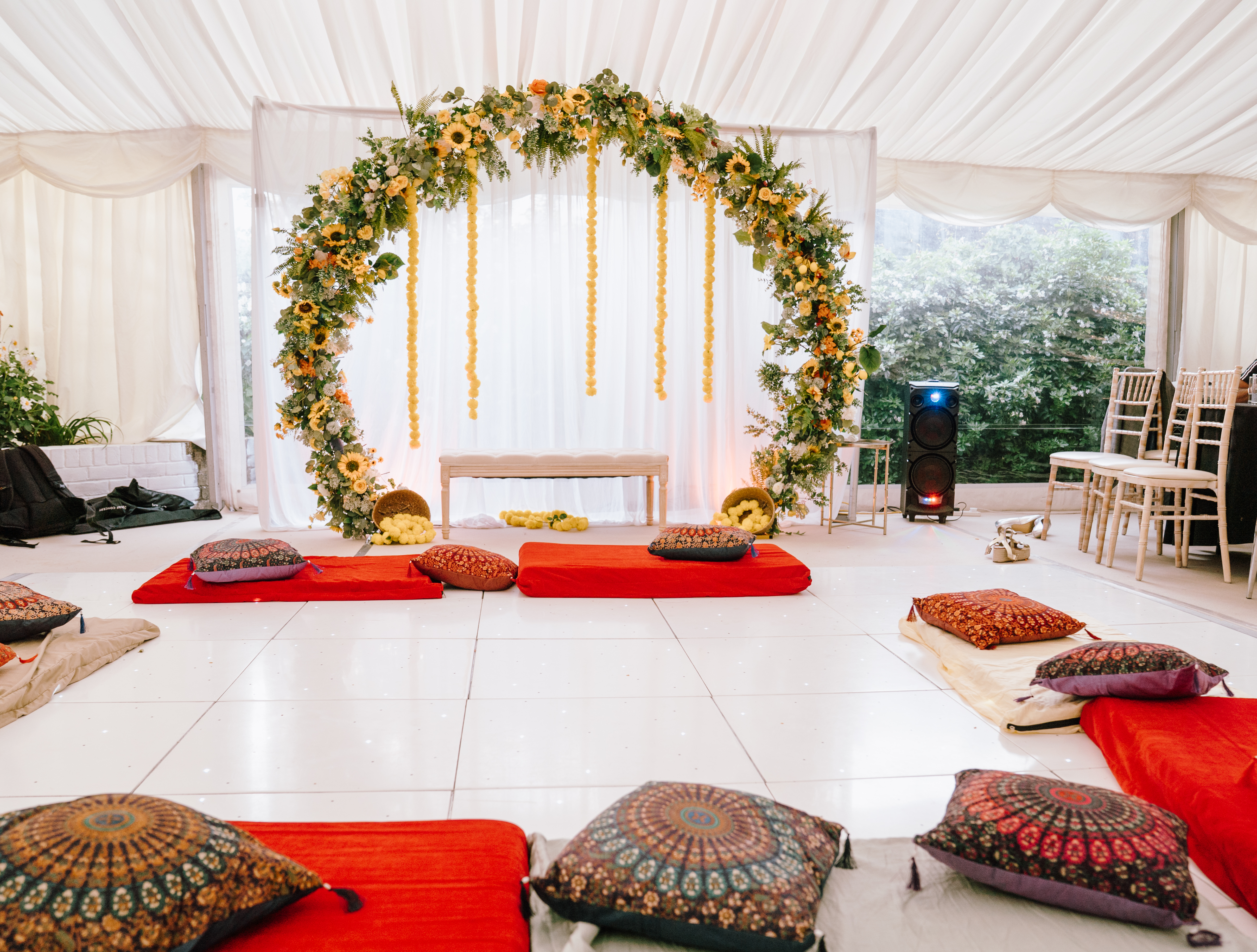 Mehndi ceremony decor setup — Regiis Events